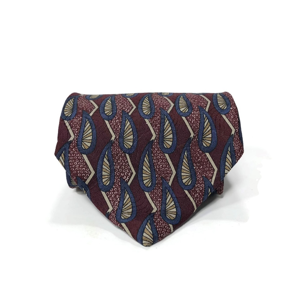 ROBERT TALBOTT Necktie Maroon Blue Teardrop